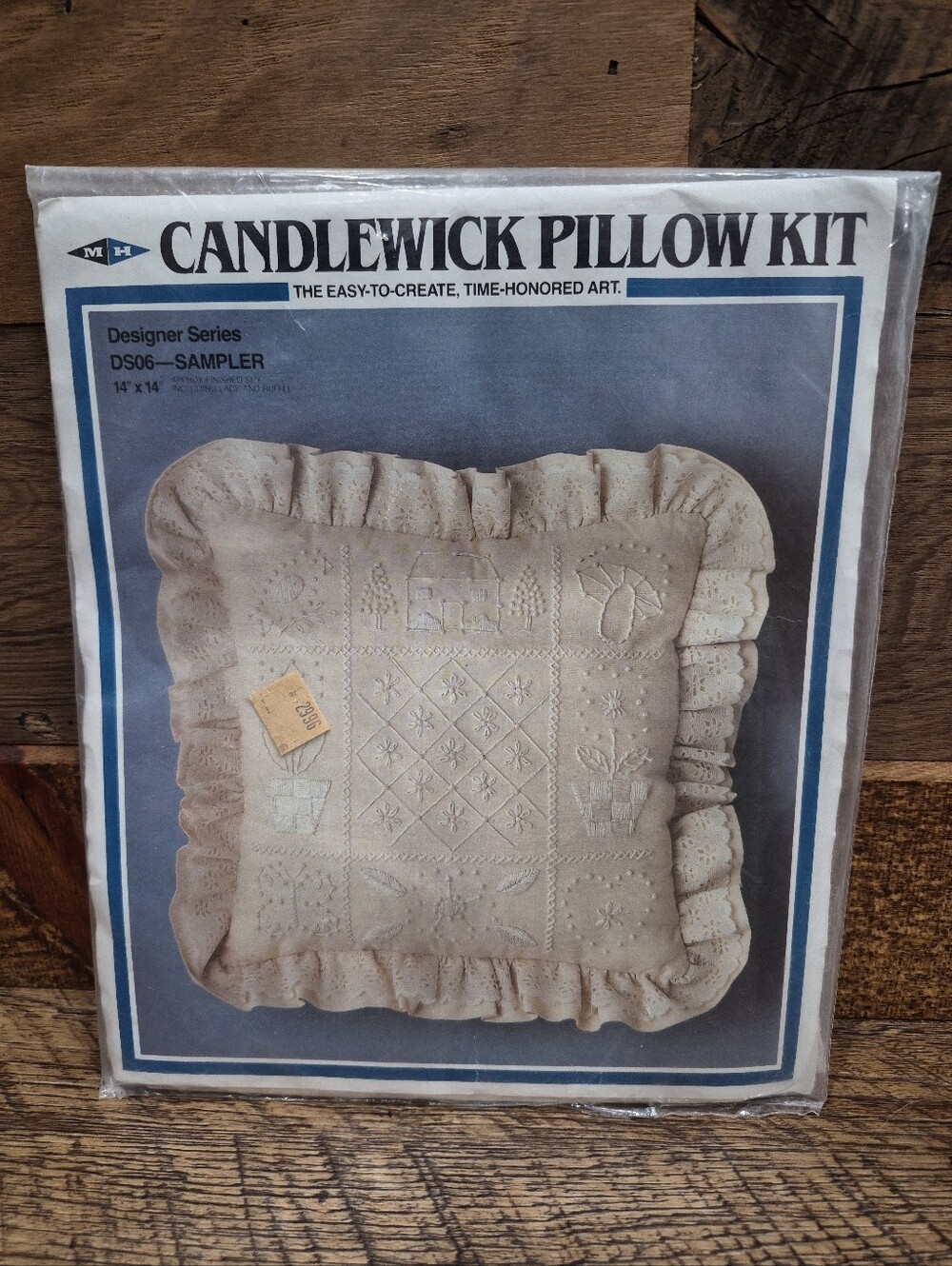 Vintage New Candlewick Pillow Kit 14” x 14” Cottagecore Farmhouse Embroidery